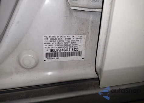 2004 Honda Accord 2.4 Lx из США, поврежденный, VIN 1HGCM56404A115630